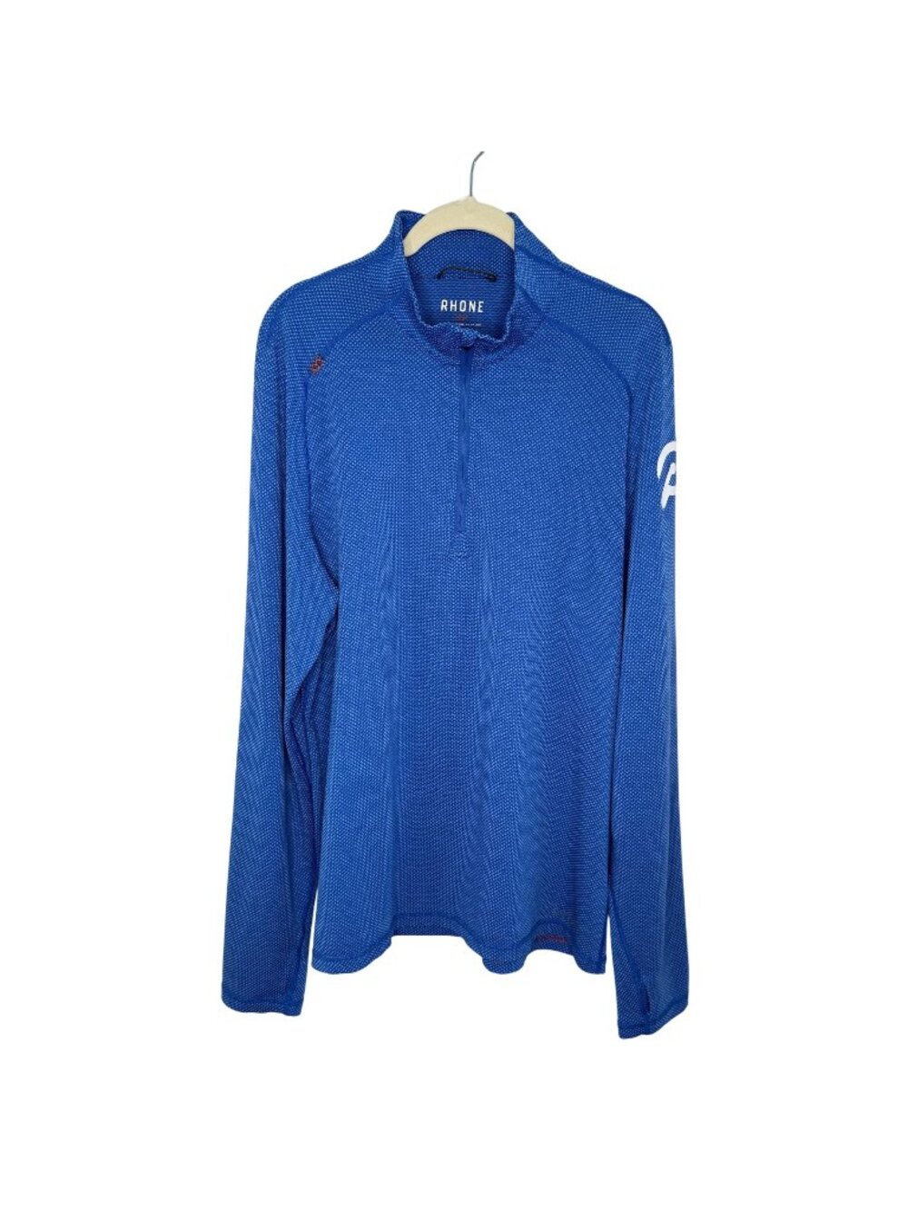 Rhone Peloton Mens Blue 1/4 Zip Pullover Jacket With Rear Pocket, L